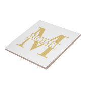 Personalisiertes Monogramm und Name aus Weiß und G Fliese (Seite)