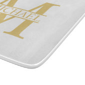 Personalisiertes Monogramm und Name aus Weiß und G Schneidebrett (Ecke)