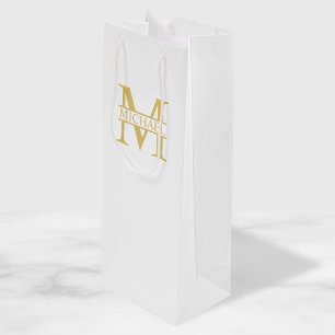 Personalisiertes Monogramm und Name aus Weiß und  Geschenktüte Für Weinflaschen