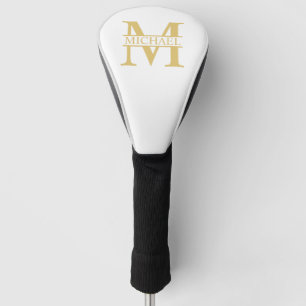 Personalisiertes Monogramm und Name aus Weiß und  Golf Headcover