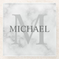 Personalisiertes Monogramm und Name aus weißem Mar