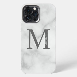 Personalisiertes Monogramm und Name aus weißem Mar iPhone 13 Pro Max Hülle