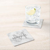 Personalisiertes Monogramm und Name aus weißem Mar Rechteckiger Pappuntersetzer (Vor Ort)