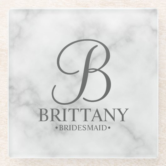 Personalisiertes Monogramm und Name Bridesmaid aus Glasuntersetzer (Vorderseite)