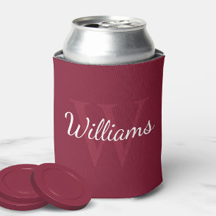 Personalisiertes Monogramm und Name Burgund Red Dosenkühler