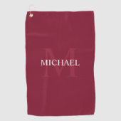 Personalisiertes Monogramm und Name Burgund Red Golfhandtuch (Vorderseite)