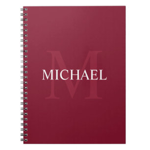 Personalisiertes Monogramm und Name Burgund Red Notizblock
