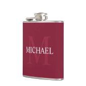 Personalisiertes Monogramm und Name Burgundy Red Flachmann (Links)