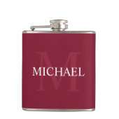 Personalisiertes Monogramm und Name Burgundy Red Flachmann (Vorderseite)