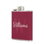 Personalisiertes Monogramm und Name Burgundy Red Flachmann (Links)