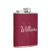 Personalisiertes Monogramm und Name Burgundy Red Flachmann (Rechts)