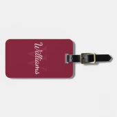 Personalisiertes Monogramm und Name Burgundy Red Gepäckanhänger (Vorderseite horizontal)