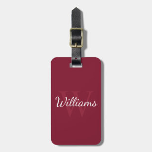 Personalisiertes Monogramm und Name Burgundy Red Gepäckanhänger