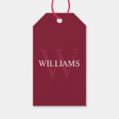 Personalisiertes Monogramm und Name Burgundy Red Geschenkanhänger (Vorderseite)