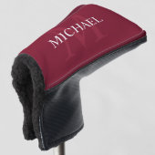 Personalisiertes Monogramm und Name Burgundy Red Golf Headcover (3/4 Vorderseite)