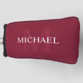 Personalisiertes Monogramm und Name Burgundy Red Golf Headcover (Vorderseite)