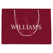 Personalisiertes Monogramm und Name Burgundy Red Große Geschenktüte (Vorderseite)