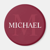 Personalisiertes Monogramm und Name Burgundy Red Magnet (Vorne)