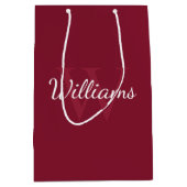 Personalisiertes Monogramm und Name Burgundy Red Mittlere Geschenktüte (Vorderseite)
