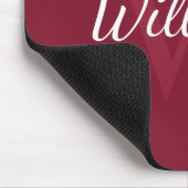 Personalisiertes Monogramm und Name Burgundy Red Mousepad (Ecke)
