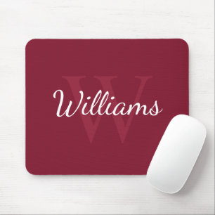 Personalisiertes Monogramm und Name Burgundy Red Mousepad