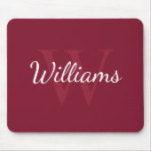 Personalisiertes Monogramm und Name Burgundy Red Mousepad (Vorne)