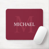 Personalisiertes Monogramm und Name Burgundy Red Mousepad (Mit Mouse)