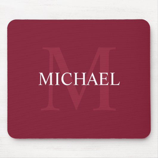 Personalisiertes Monogramm und Name Burgundy Red Mousepad (Vorne)