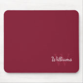 Personalisiertes Monogramm und Name Burgundy Red Mousepad (Vorne)