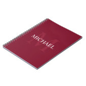 Personalisiertes Monogramm und Name Burgundy Red Notizblock (Linke Seite)