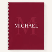 Personalisiertes Monogramm und Name Burgundy Red Notizblock (Vorderseite)