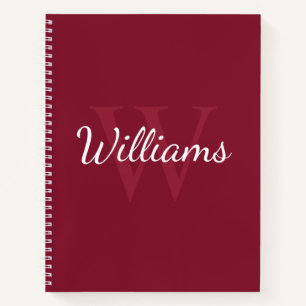 Personalisiertes Monogramm und Name Burgundy Red Notizblock