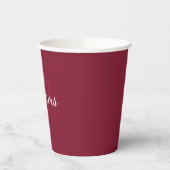 Personalisiertes Monogramm und Name Burgundy Red Pappbecher (Links)