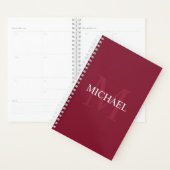 Personalisiertes Monogramm und Name Burgundy Red Planer (Anzeige)