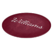 Personalisiertes Monogramm und Name Burgundy Red Schneidebrett (Ecke)