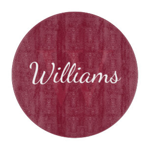 Personalisiertes Monogramm und Name Burgundy Red Schneidebrett