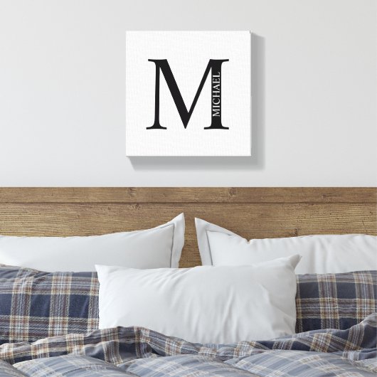 Personalisiertes Monogramm und Name Canvas Print Leinwanddruck (Insitu (Schlafzimmer))