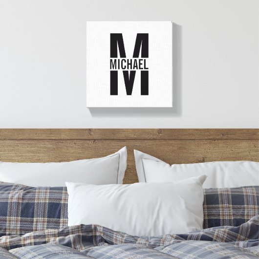 Personalisiertes Monogramm und Name Canvas Print Leinwanddruck (Insitu (Schlafzimmer))