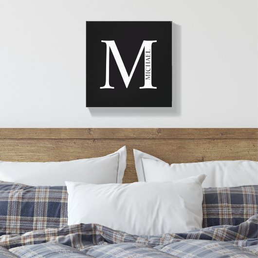 Personalisiertes Monogramm und Name Canvas Print Leinwanddruck (Insitu (Schlafzimmer))