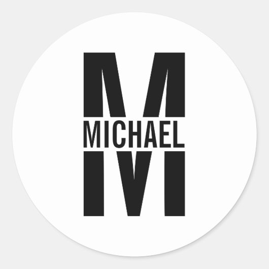 Personalisiertes Monogramm und Name Classic Round Runder Aufkleber (Vorderseite)