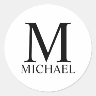 Personalisiertes Monogramm und Name Classic Round  Runder Aufkleber