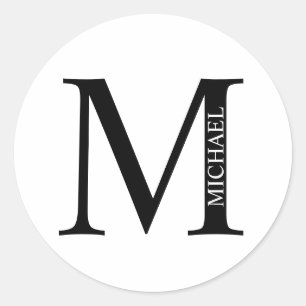 Personalisiertes Monogramm und Name Classic Round  Runder Aufkleber