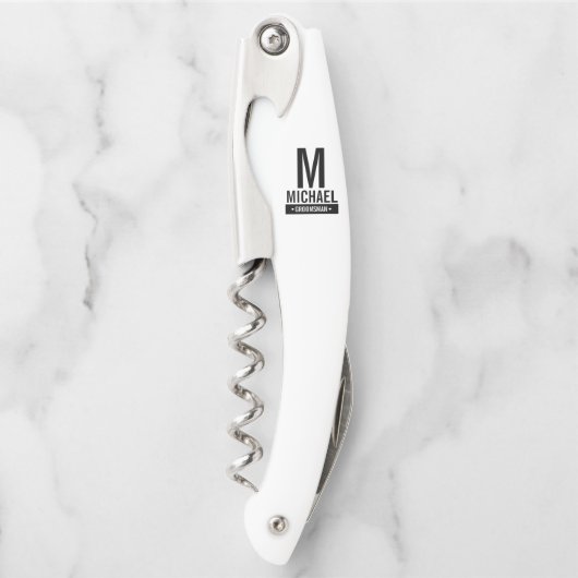 Personalisiertes Monogramm und Name des Trauzeugen Kellnermesser (Vorderseite)