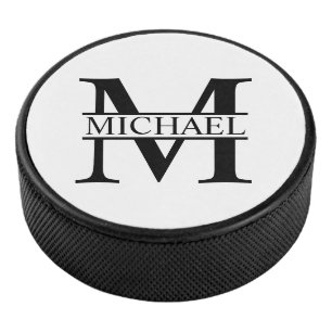 Personalisiertes Monogramm und Name Eishockey Puck
