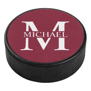 Personalisiertes Monogramm und Name Eishockey Puck