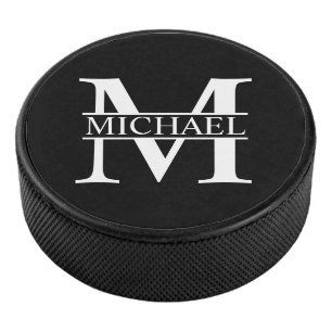 Personalisiertes Monogramm und Name Eishockey Puck