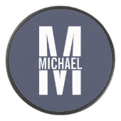 Personalisiertes Monogramm und Name Eishockey Puck (Vorderseite)
