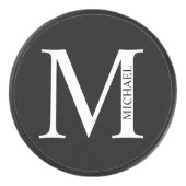 Personalisiertes Monogramm und Name Eishockey Puck (Vorderseite)