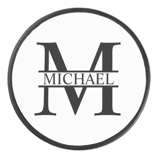 Personalisiertes Monogramm und Name Eishockey Puck (Vorderseite)