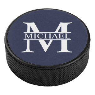 Personalisiertes Monogramm und Name Eishockey Puck